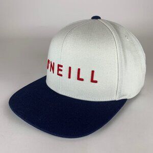 O'Neill Mens White Navy Blue Wool Blend Snapback Hat